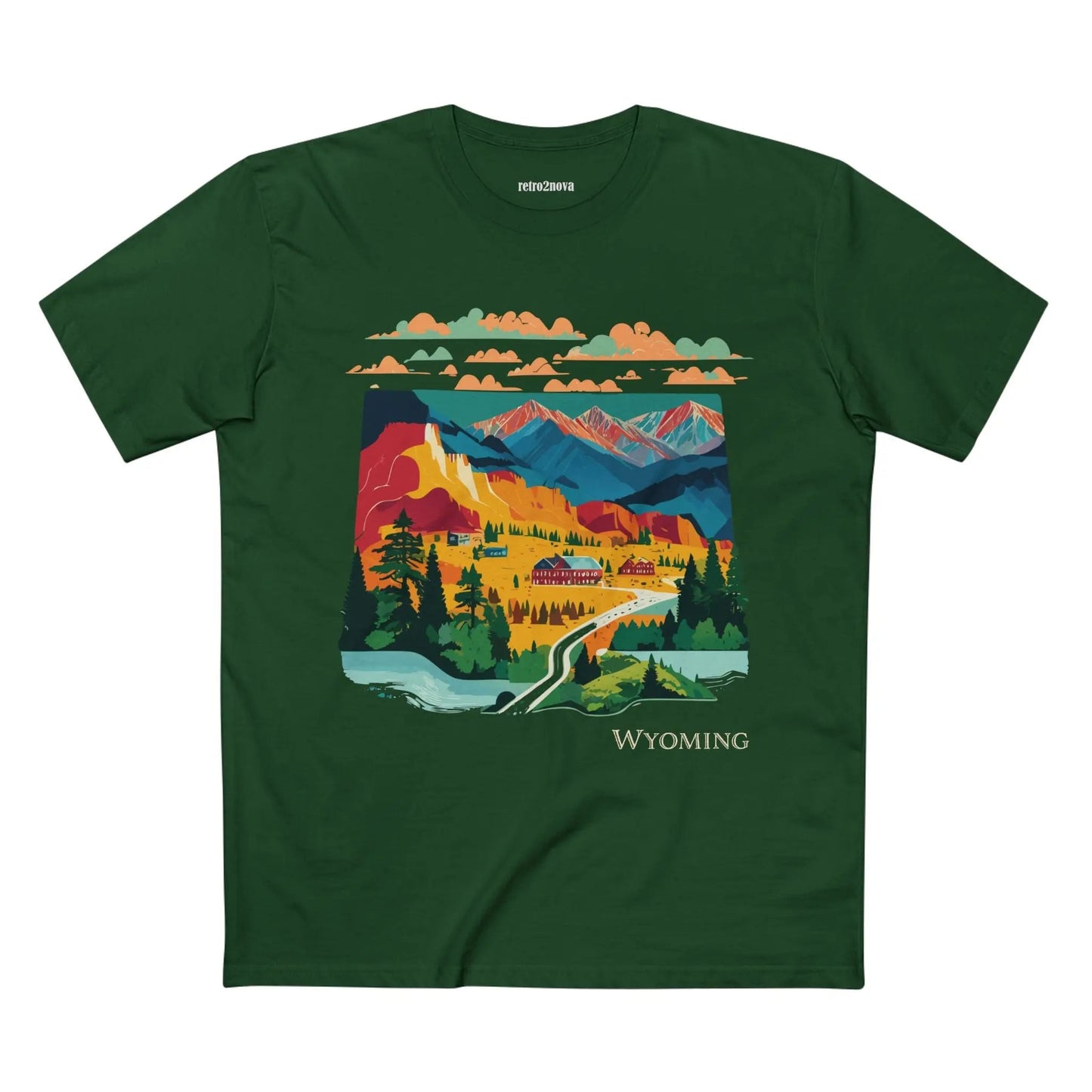 Wyoming State Shirt Unisex Premium Cotton Tee With Original Art Design Retro2Nova