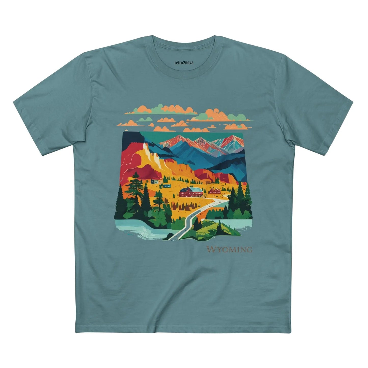Wyoming State Shirt Unisex Premium Cotton Tee With Original Art Design Retro2Nova