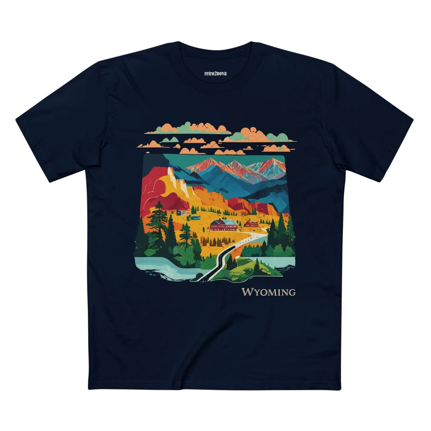 Wyoming State Shirt Unisex Premium Cotton Tee With Original Art Design Retro2Nova