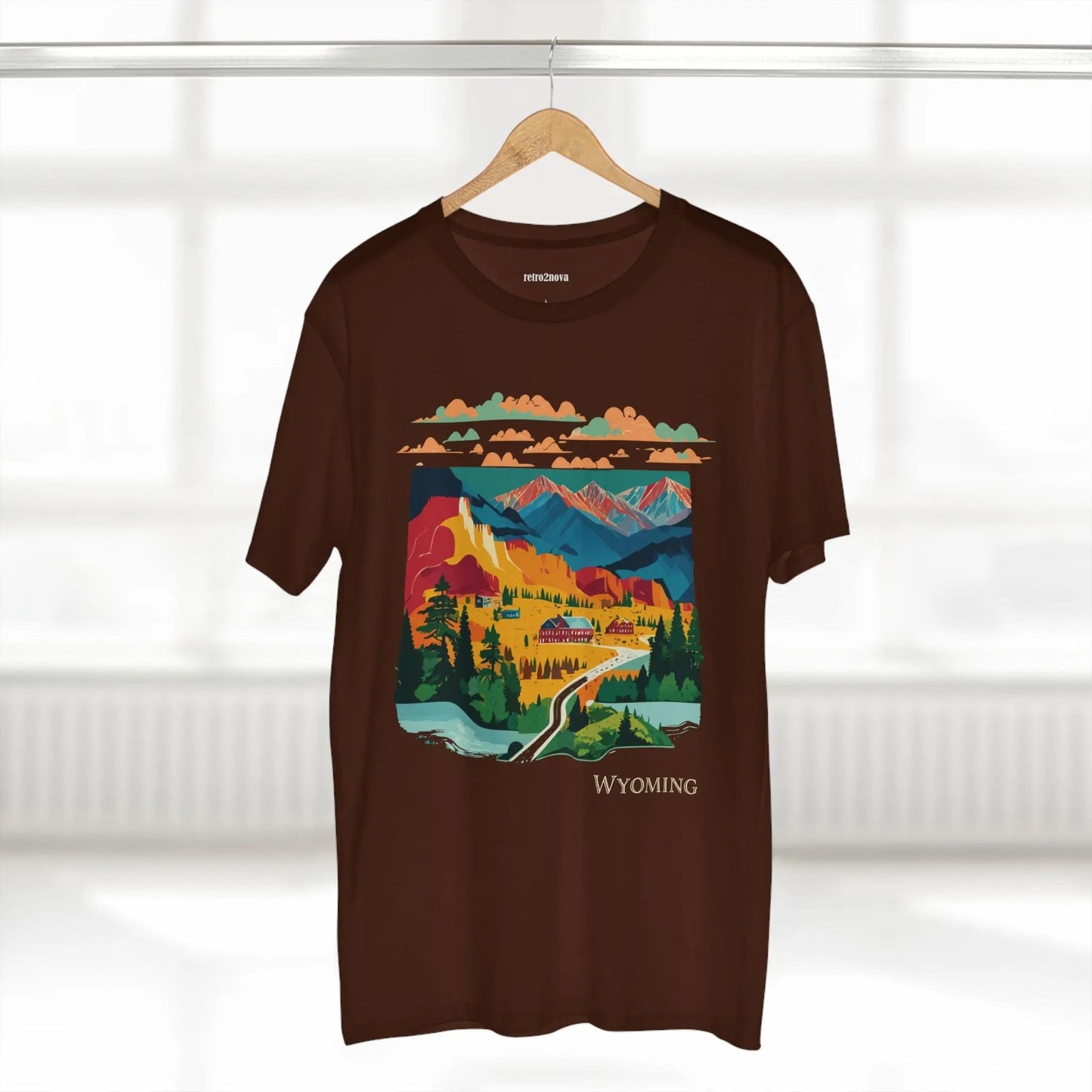 Wyoming State Shirt Unisex Premium Cotton Tee With Original Art Design Retro2Nova