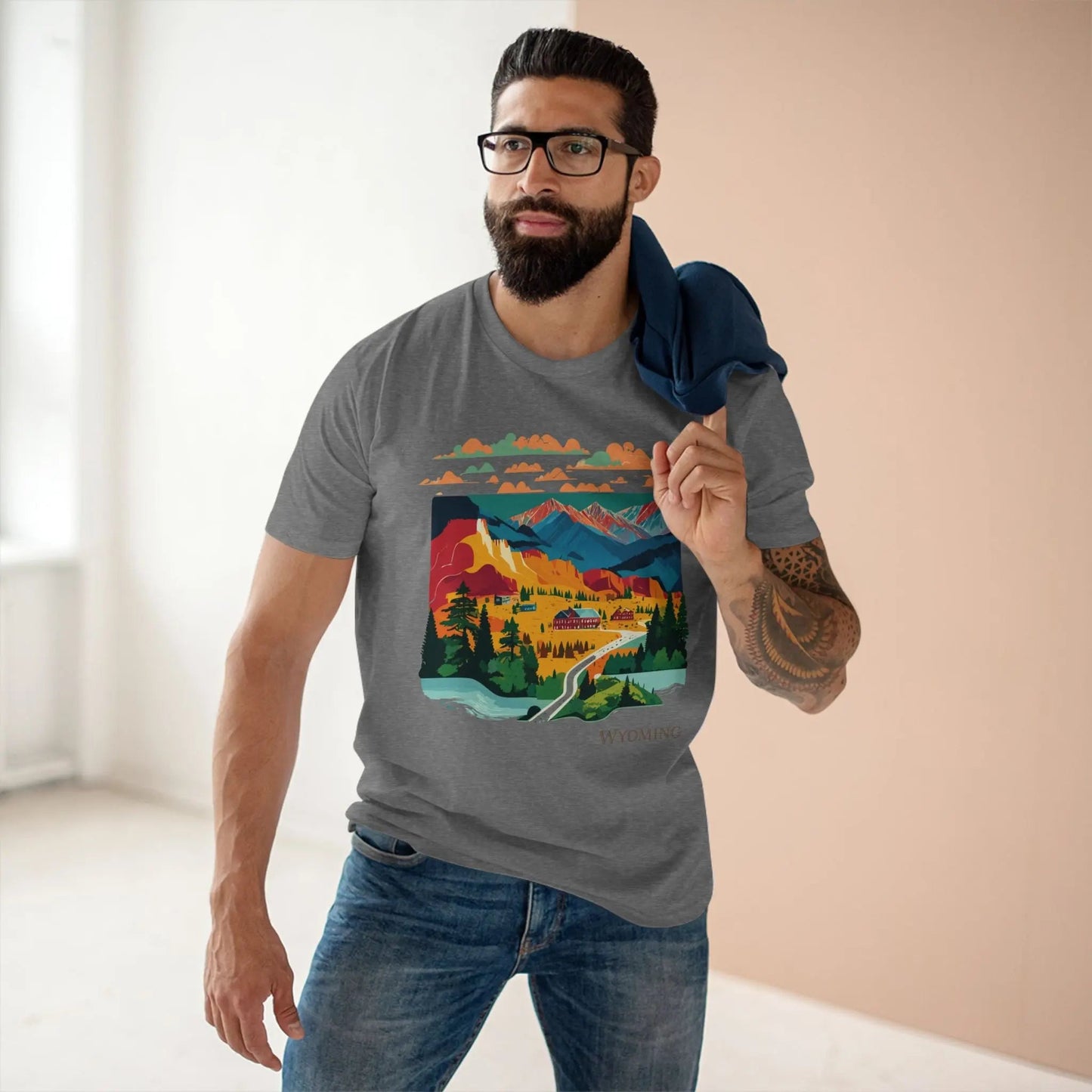 Wyoming State Shirt Unisex Premium Cotton Tee With Original Art Design Retro2Nova