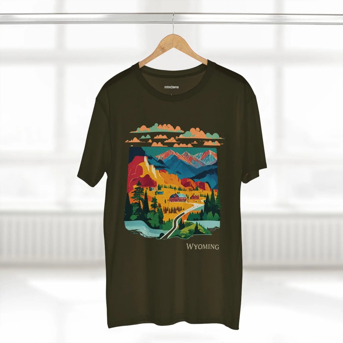 Wyoming State Shirt Unisex Premium Cotton Tee With Original Art Design Retro2Nova