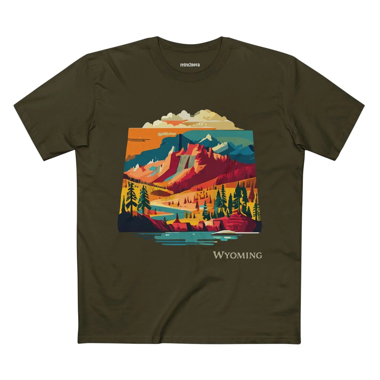 Wyoming State Shirt Unisex Premium Cotton Tee With Original Art Design Retro2Nova