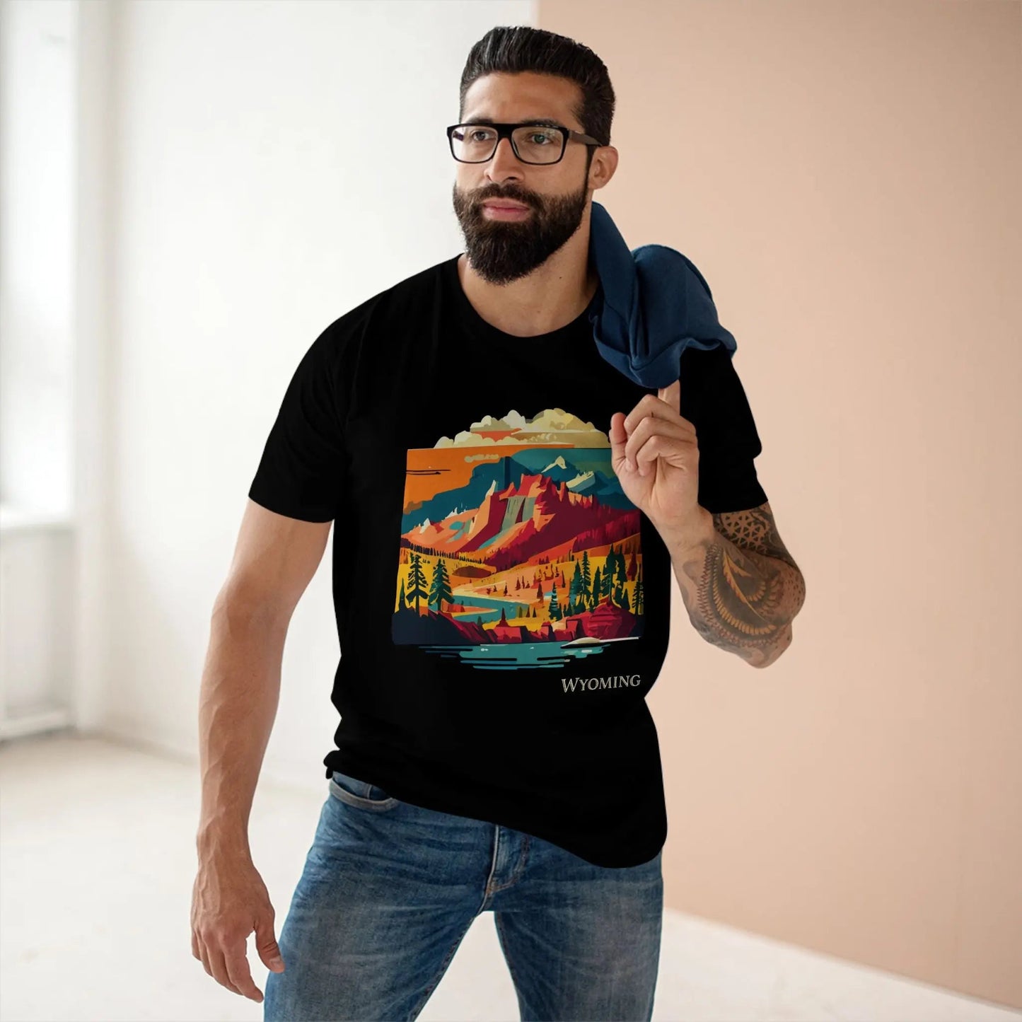 Wyoming State Shirt Unisex Premium Cotton Tee With Original Art Design Retro2Nova