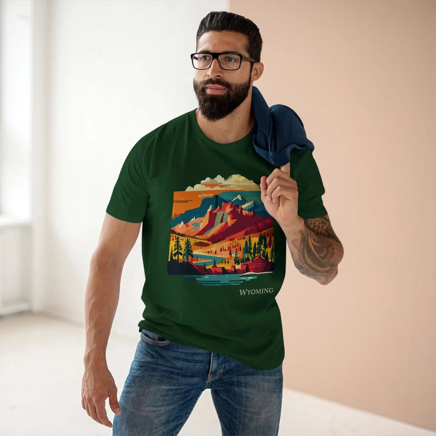 Wyoming State Shirt Unisex Premium Cotton Tee With Original Art Design Retro2Nova