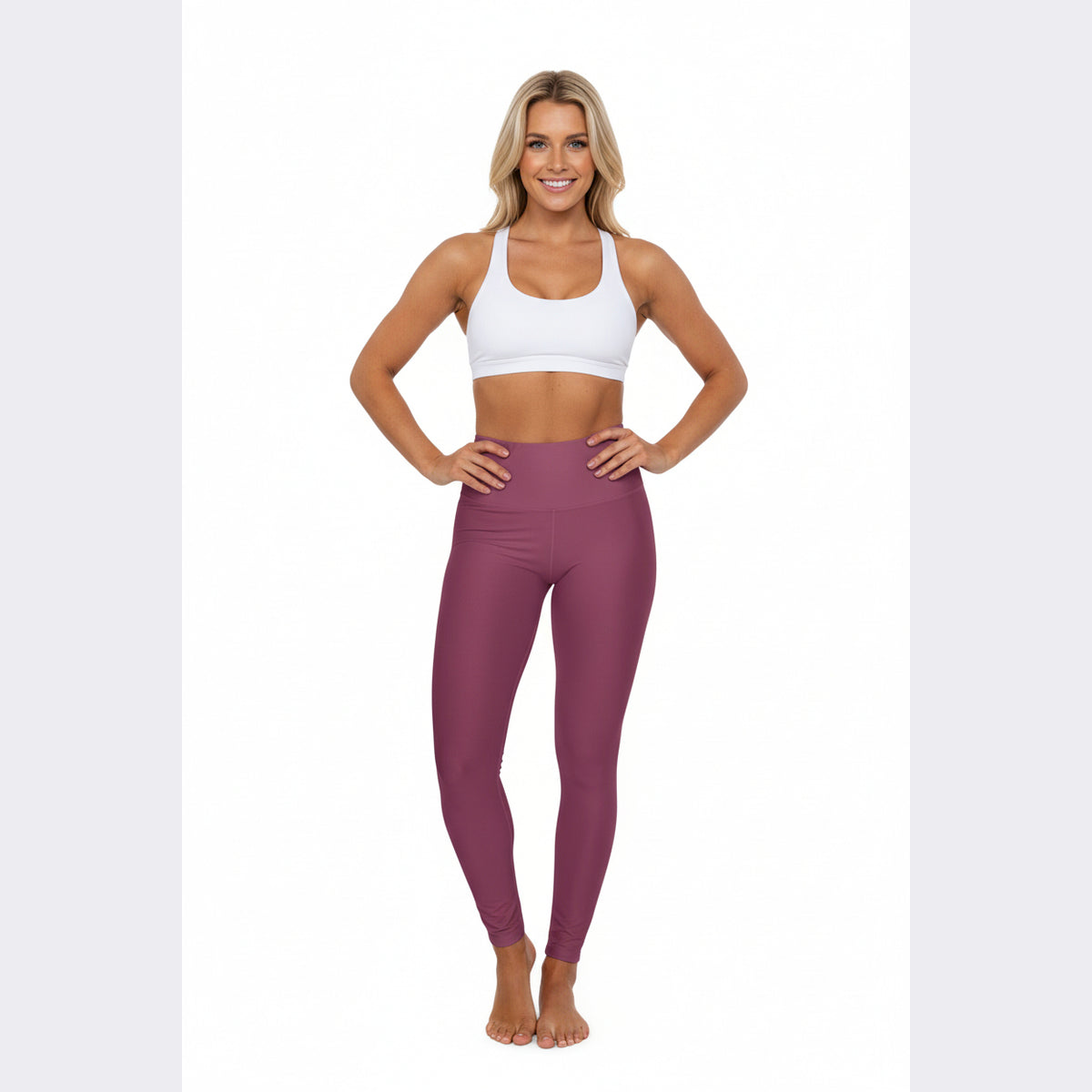High-Waisted Vintage Berry Yoga Leggings Women's Seamless Poly-Span Stretchy Pastel Berry Mauve Activewear Pants