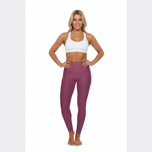 High-Waisted Vintage Berry Yoga Leggings Women's Seamless Poly-Span Stretchy Pastel Berry Mauve Activewear Pants