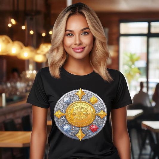 Antique Gold Coin Graphic Design T-Shirt Unisex 100 Cotton With Golden Print Artwork Tee 2