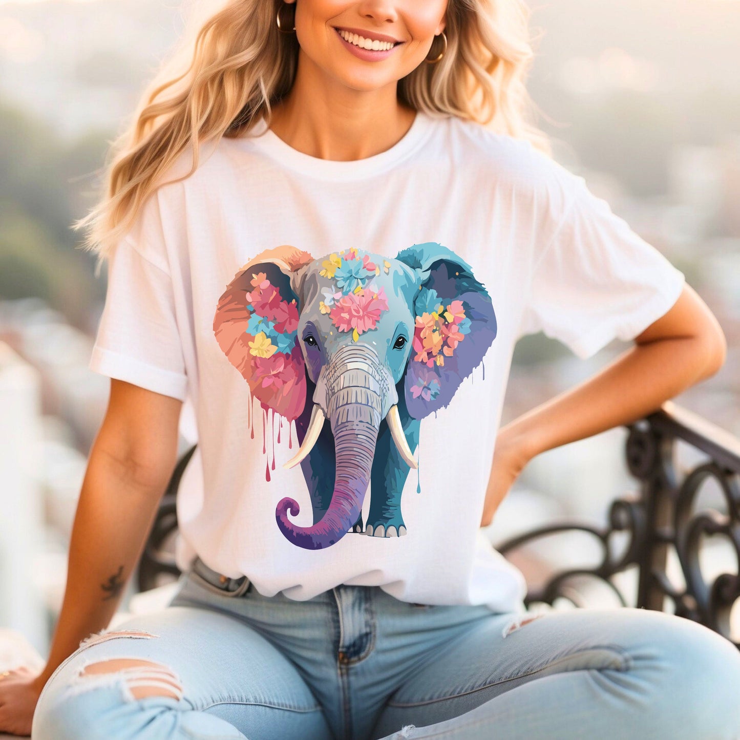 Elephant Graphic Tee By Adelpha Unisex Short Sleeve Shirt With Vintage Artwork Design