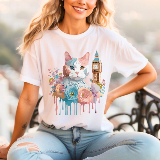 Cat Graphic Unisex 100 Cotton Vintage Design Tee 7