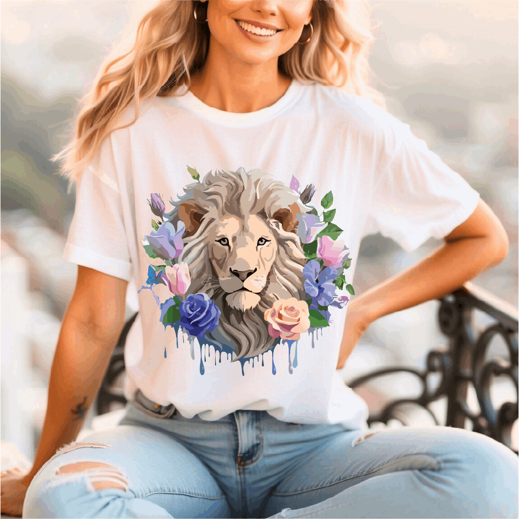 Lion Graphic Unisex 100 Cotton Vintage Animal Artwork Tee 4