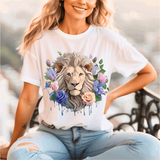 Lion Graphic Unisex 100 Cotton Vintage Animal Artwork Tee 4