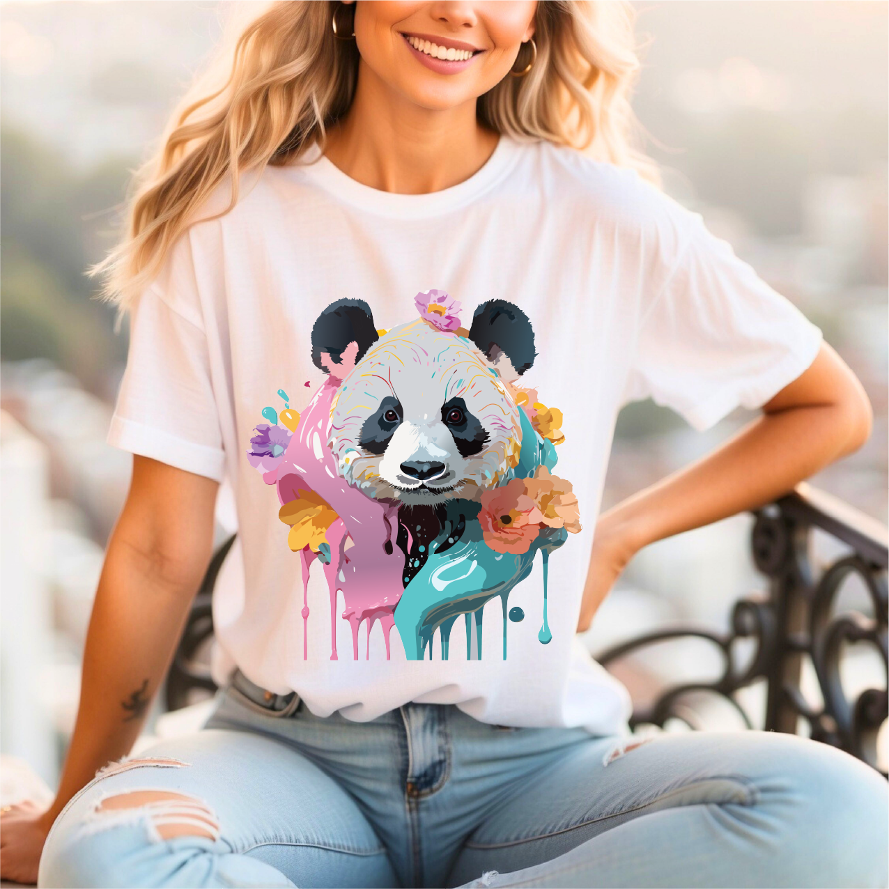 Panda Premium Graphic Tee Unisex Jersey Short Sleeve By Adelpha Vintage Inspired Artwork