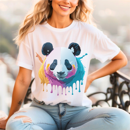 Panda Graphic Unisex 100 Cotton Vintage Art with Animal T-Shirt 15