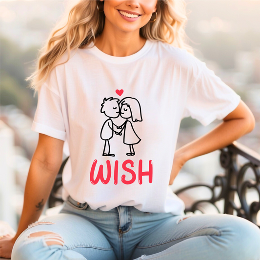 Camiseta unisex Wish Love: bonita camiseta con gráfico de pareja