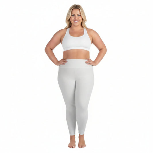 Alabaster White Color All-Over Print Plus Size Leggings