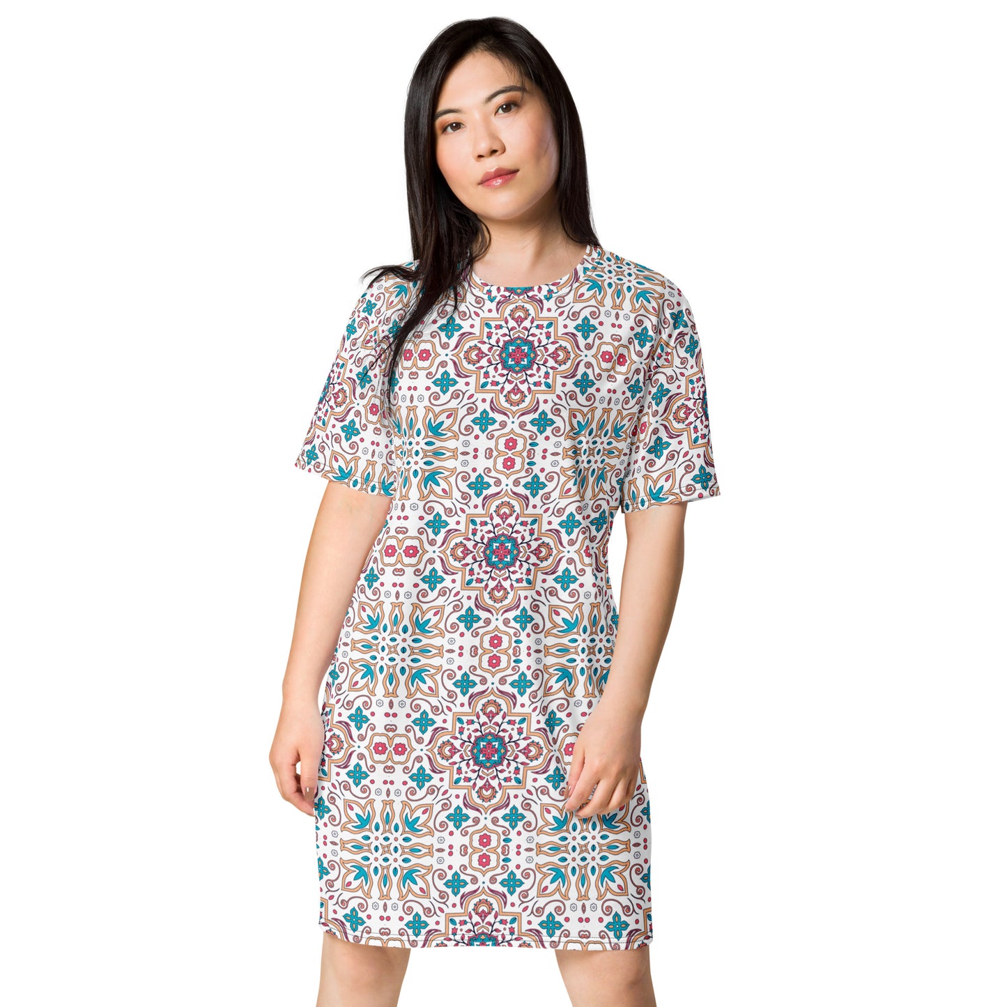 T-shirt dress with traditional print