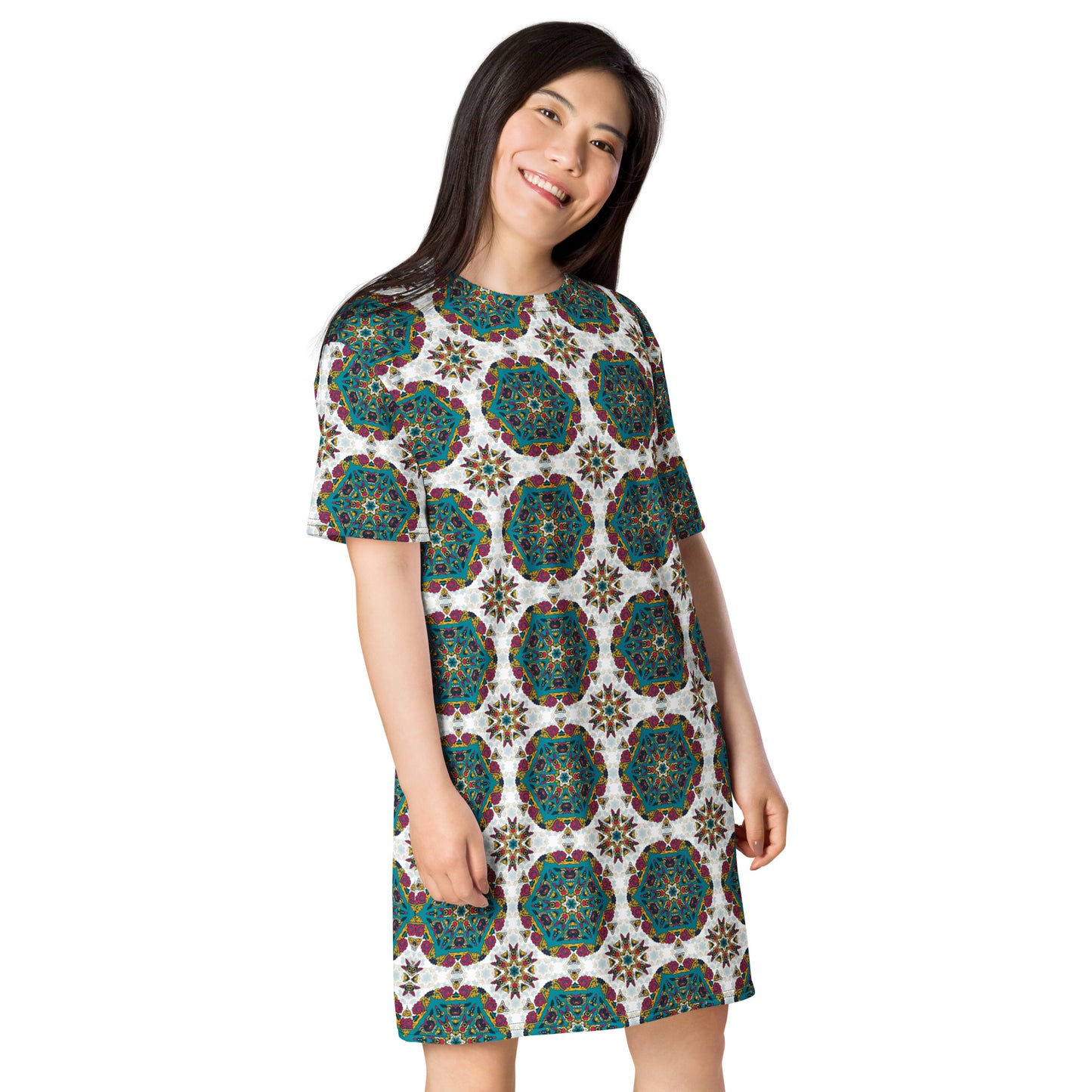 T-shirt dress with traditional print