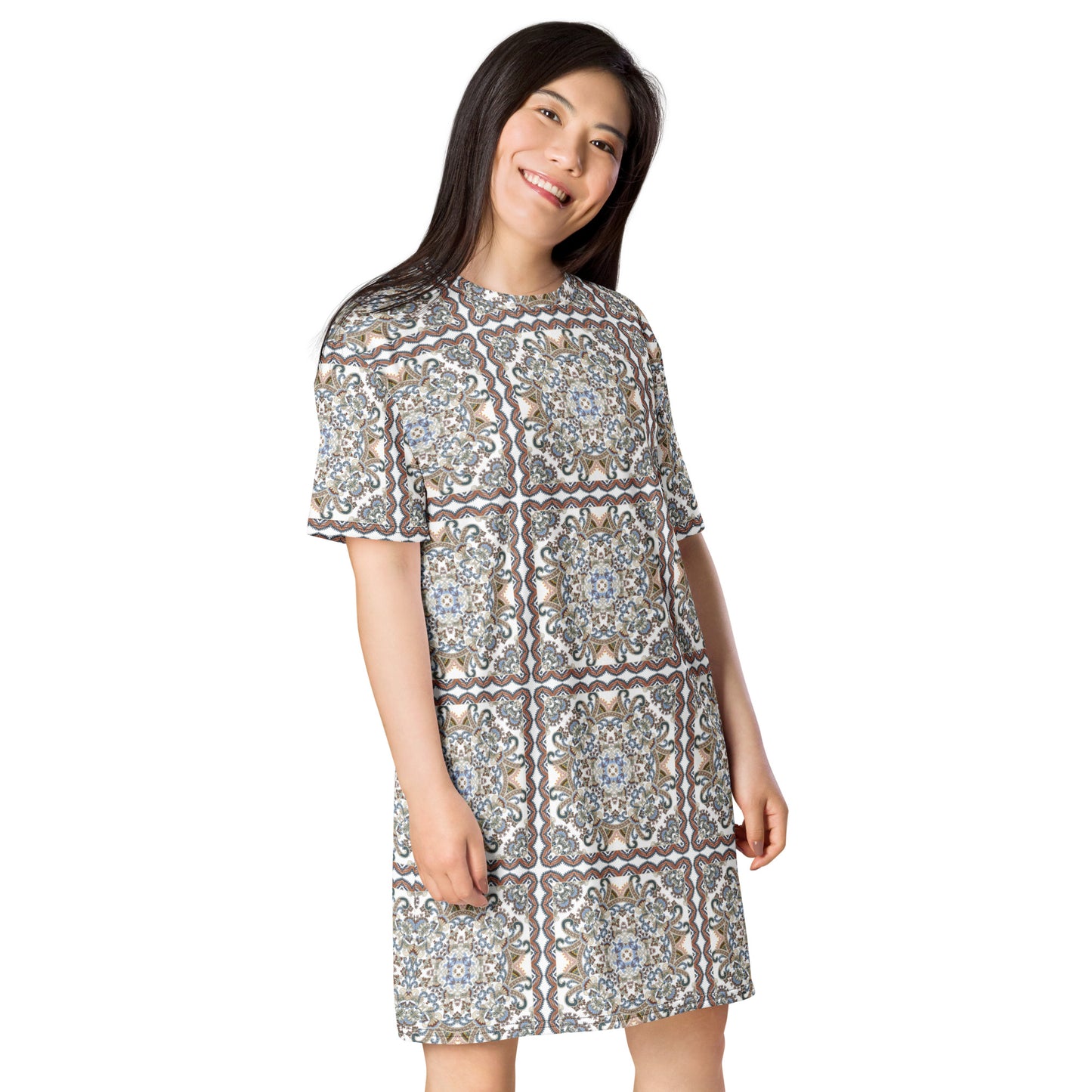 T-shirt dress with traditional print