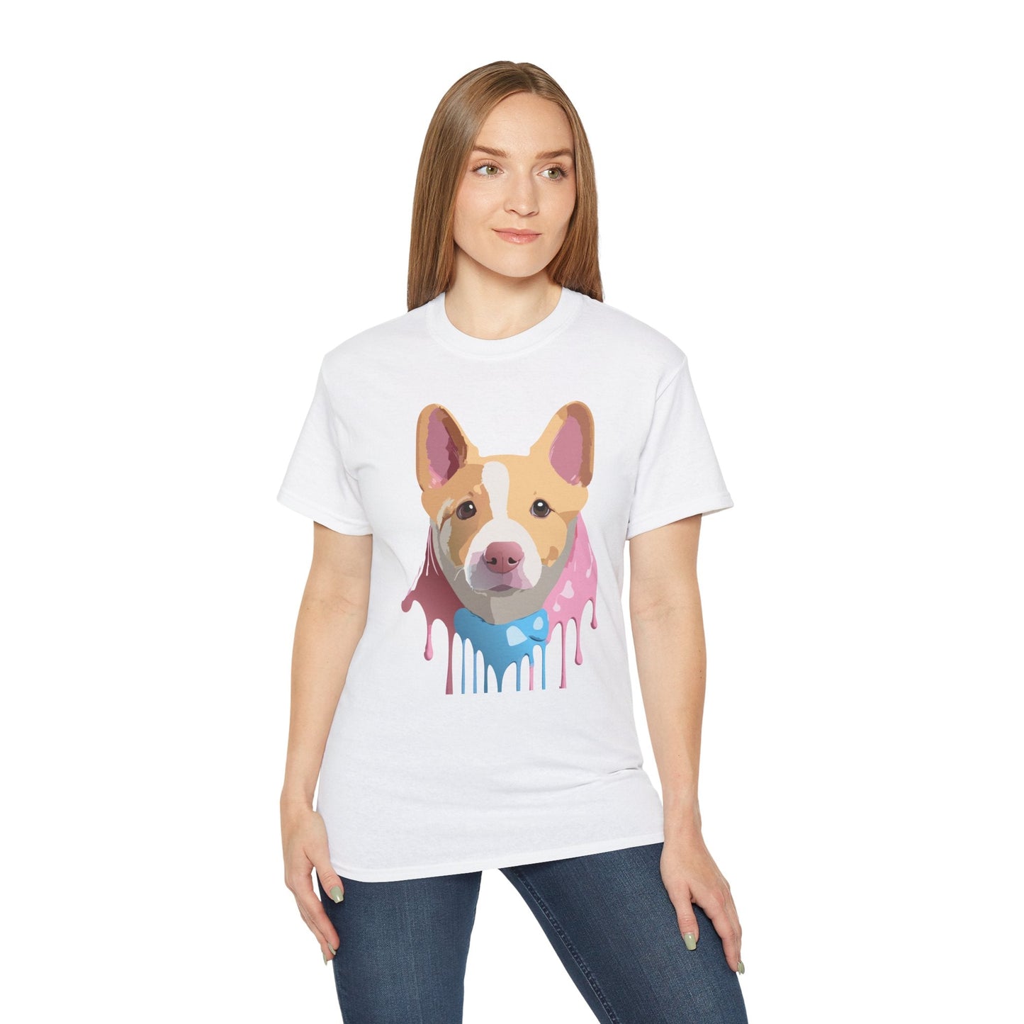 Floral Dog Tee Shirt Unisex Cotton Graphic Tee Gildan 2000 Ultra Cotton