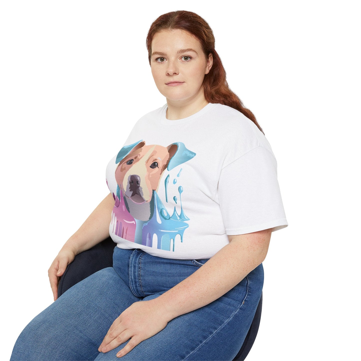 Gildan 2000 Unisex Cotton T Shirt Floral Dog Print Animal Shirt