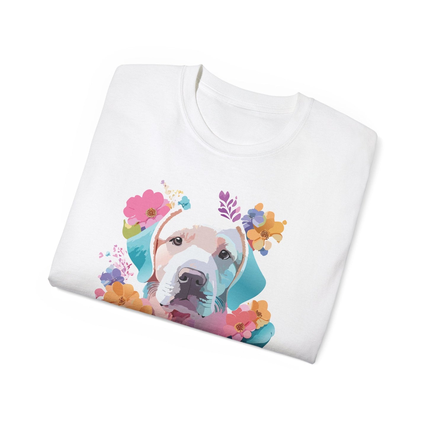 Unisex Floral Dog Tee Shirt Ultra Cotton Classic Fit Gildan 2000