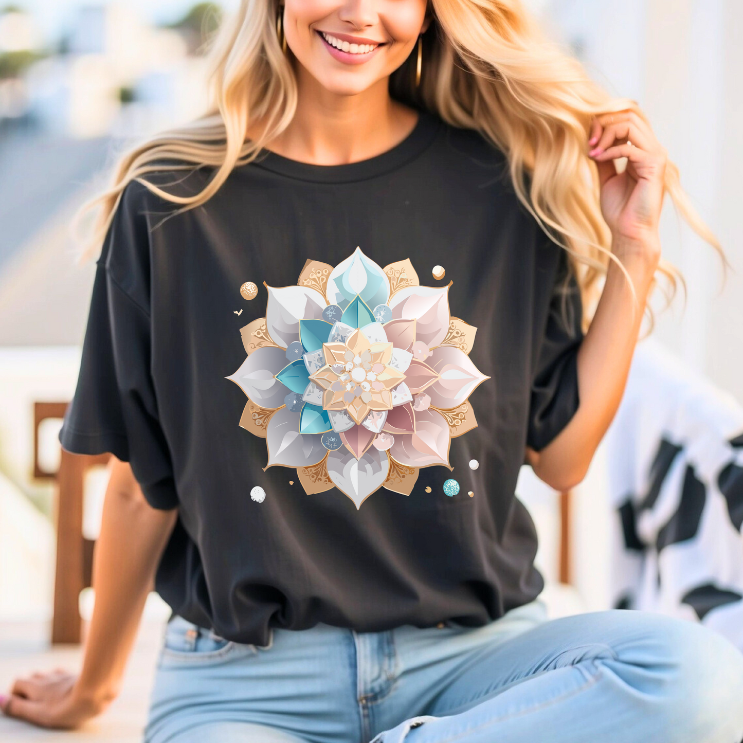 Mandala Graphic Tee Unisex Vintage Inspired Art Design Shirt By Adelpha Premium Artwear