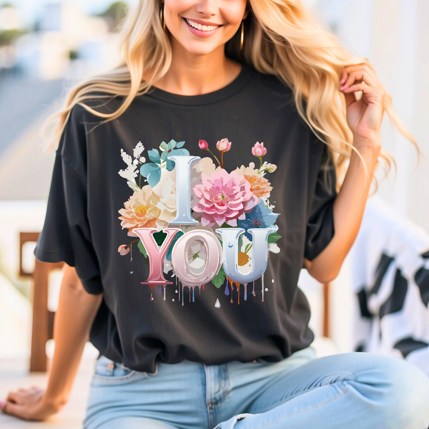 Valentine Day Graphic Unisex 100 Cotton Vintage Artwork with Love and Flower Design Tee 1
