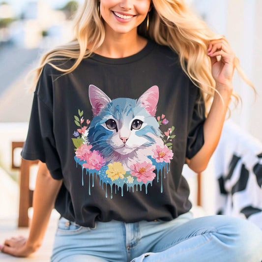Cat Graphic Unisex 100 Cotton Vintage Design Tee 1