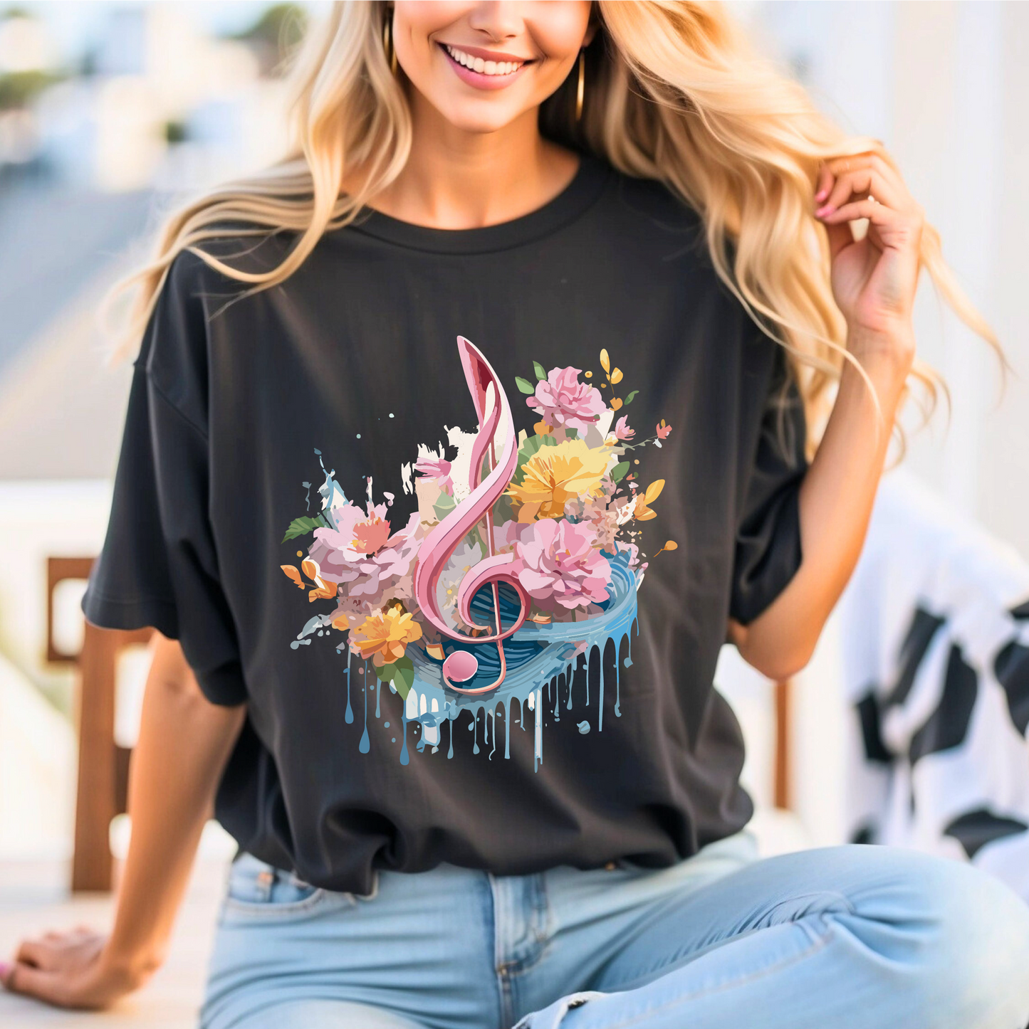 Music Graphic Unisex 100 Cotton Vintage Art with Musical Elements Tee 139