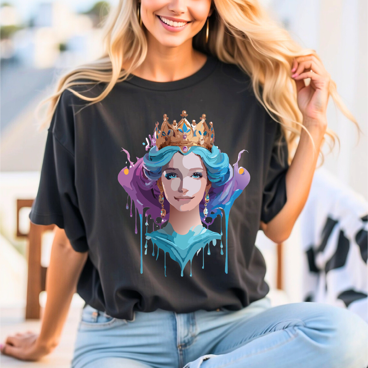 Queen Woman Portrait Graphic Unisex 100 Cotton Vintage Artwork Tee 1