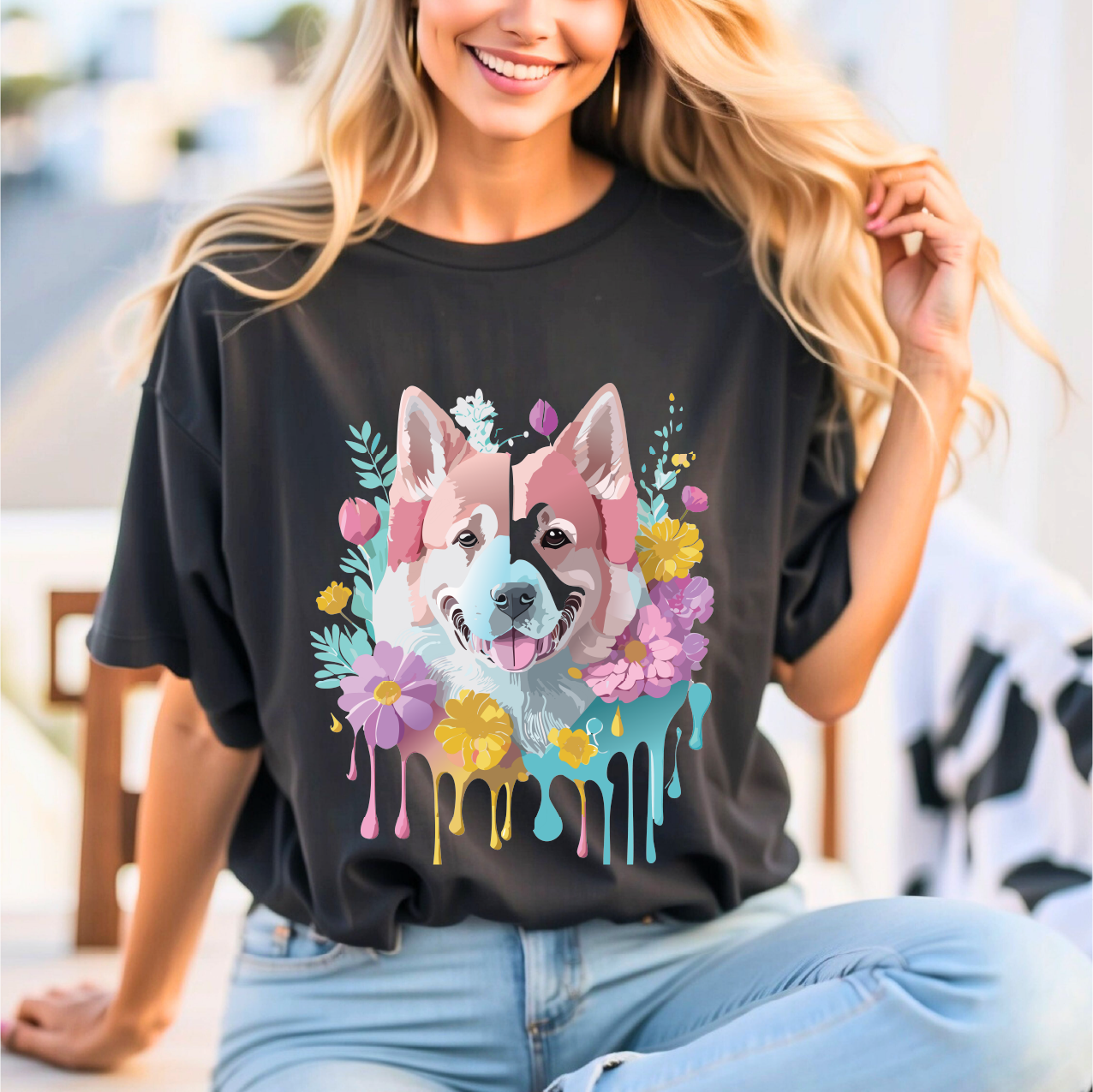 Dog Shirt Graphic Tee Unisex Short Sleeve Adelpha Art Design Vintage Inspired Artwork Edition