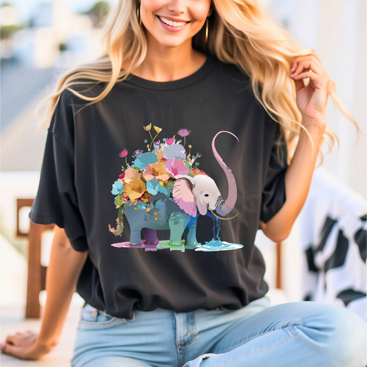 Elephant Graphic Unisex 100 Cotton Jersey Vintage Art Design Tee 12