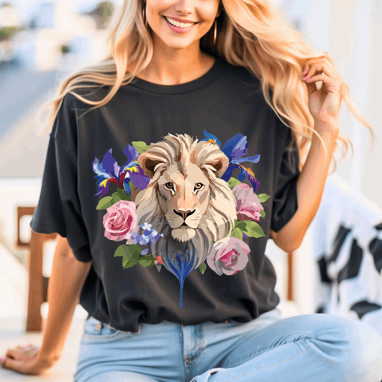 Adelpha Lion Graphic T Shirt Unisex Short Sleeve Art Design Tee Vintage Inspired