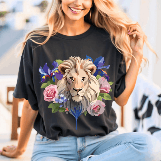 Lion Graphic Unisex 100 Cotton Vintage Animal Artwork Tee 5