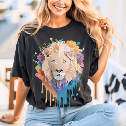 Lion Graphic Unisex 100 Cotton Vintage Animal Artwork Tee 11