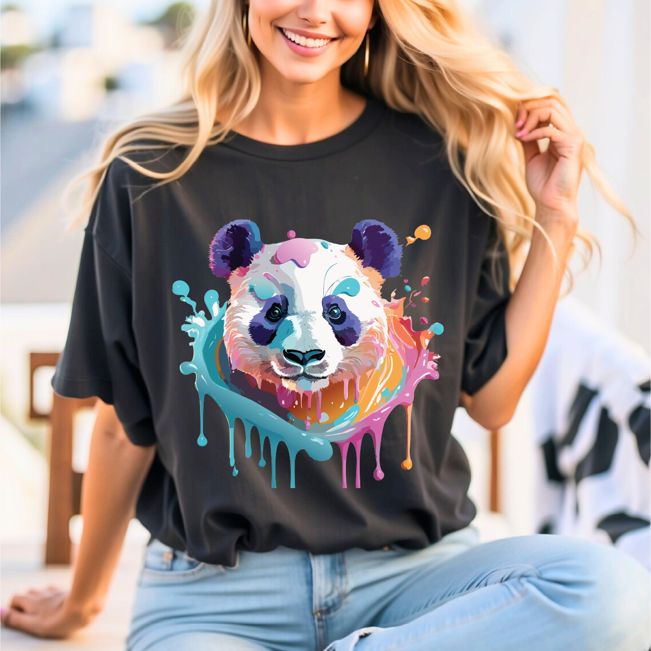 Panda Graphic Unisex 100 Cotton Vintage Art with Animal T-Shirt 12