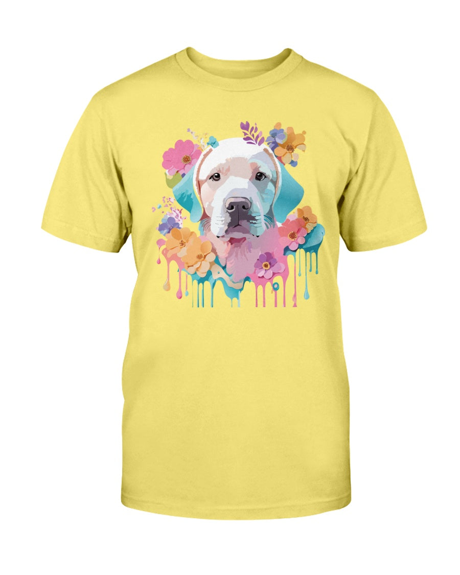 Unisex Floral Dog Tee Shirt Ultra Cotton Classic Fit Gildan 2000