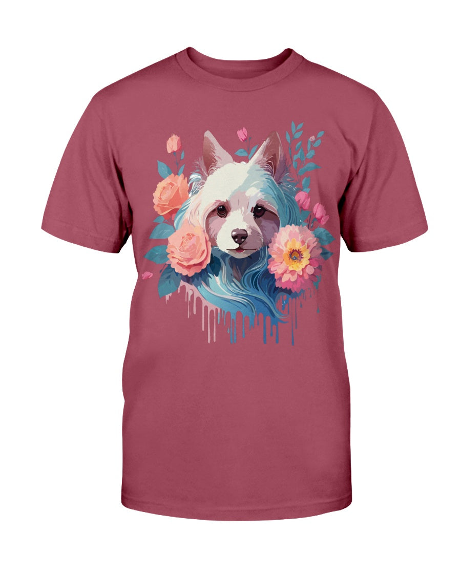 Unisex Animal Print T Shirt With Floral Dog Design And Sustainable Cotton