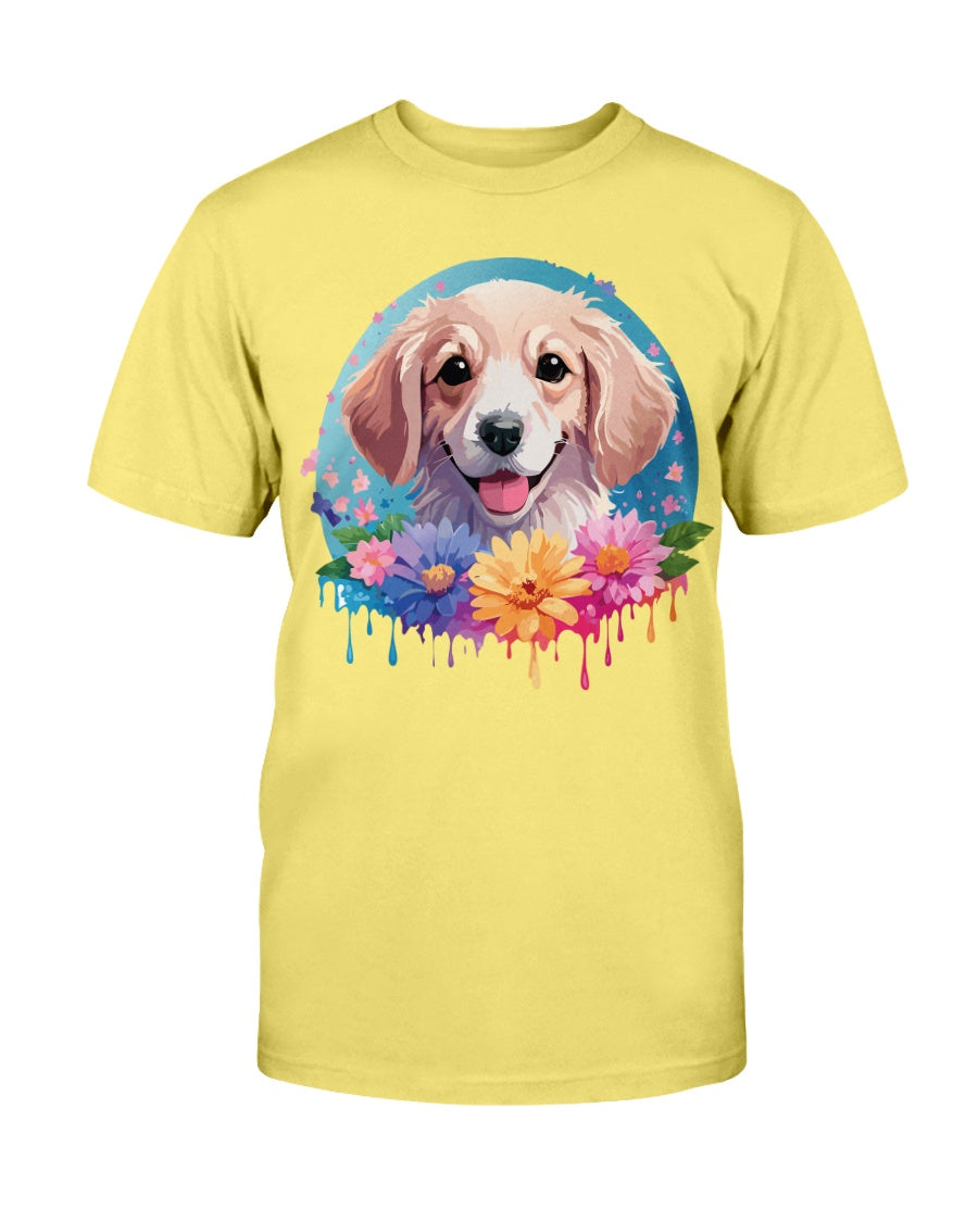 Gildan 2000 Unisex Cotton T Shirt With Floral Dog Print Design