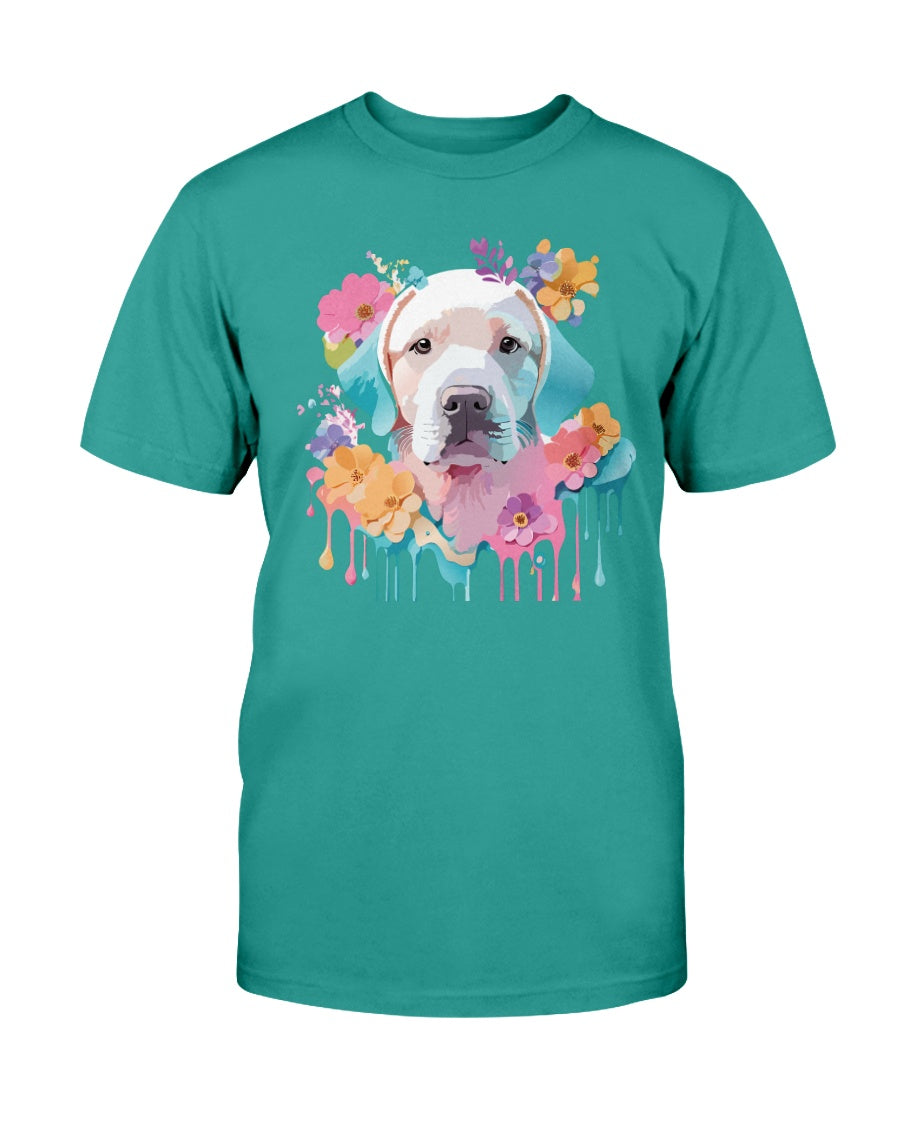 Unisex Floral Dog Tee Shirt Ultra Cotton Classic Fit Gildan 2000