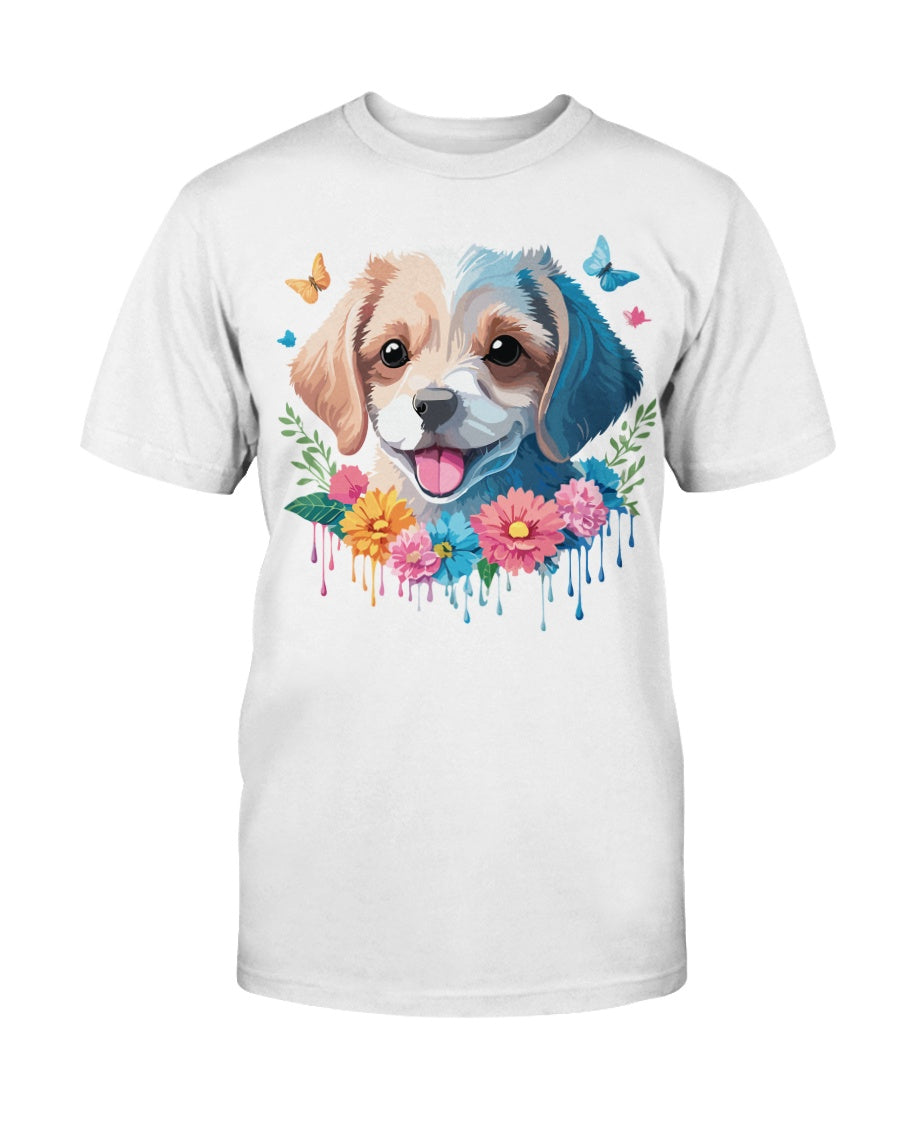 Unisex Animal Shirt Floral Dog Tee Gildan 2000 100 Percent Cotton