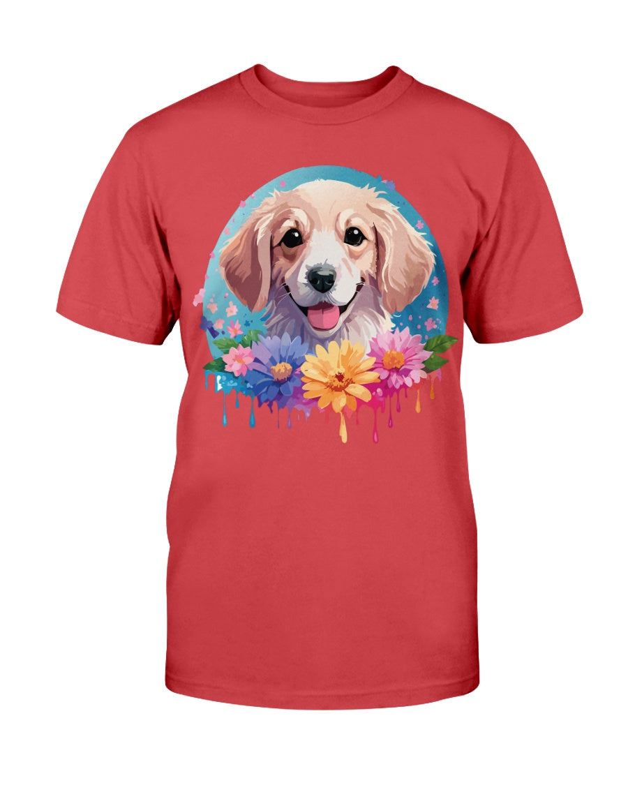 Gildan 2000 Unisex Cotton T Shirt With Floral Dog Print Design
