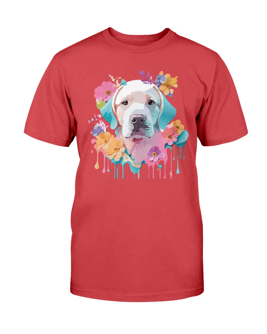 Unisex Floral Dog Tee Shirt Ultra Cotton Classic Fit Gildan 2000