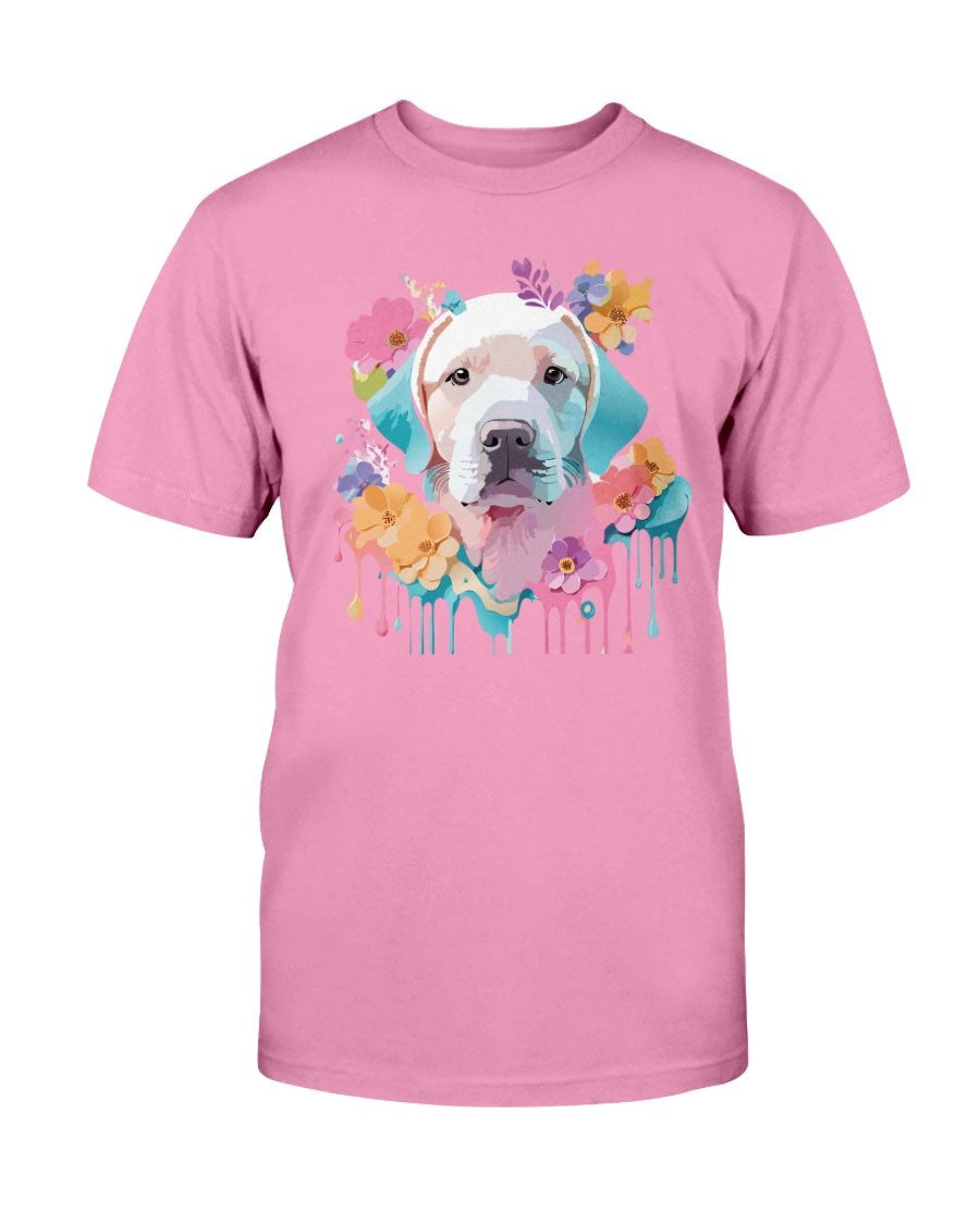 Unisex Floral Dog Tee Shirt Ultra Cotton Classic Fit Gildan 2000