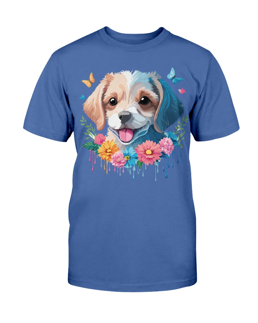 Unisex Animal Shirt Floral Dog Tee Gildan 2000 100 Percent Cotton