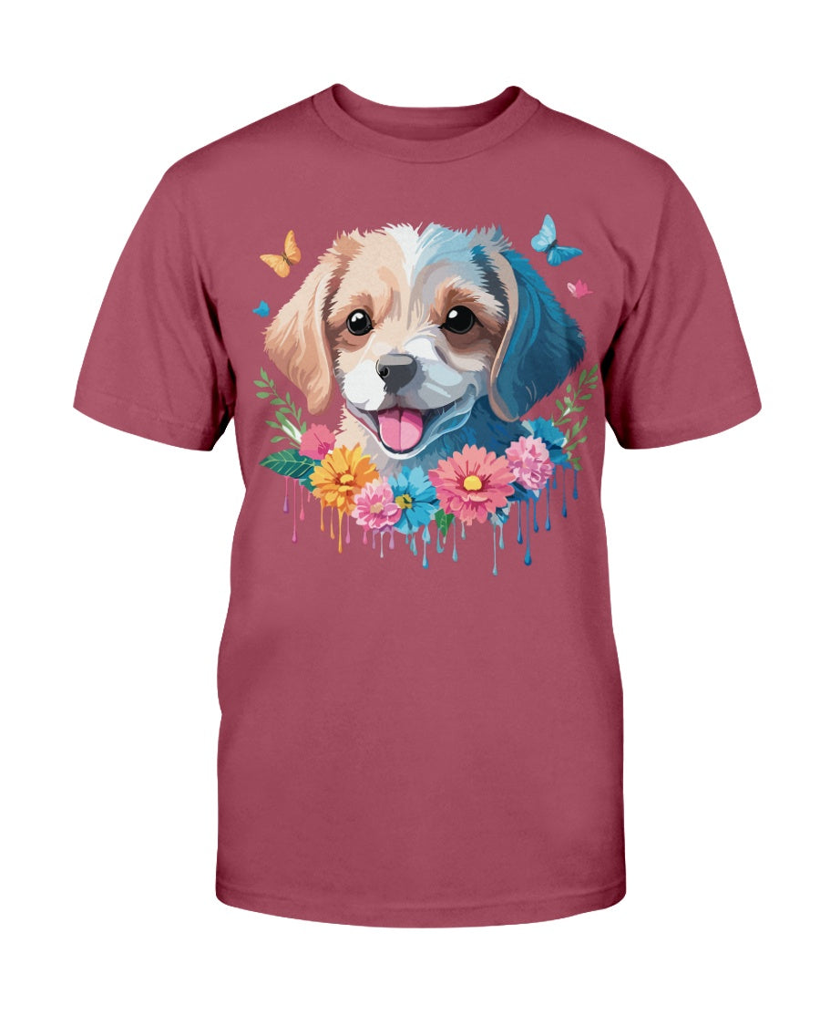 Unisex Animal Shirt Floral Dog Tee Gildan 2000 100 Percent Cotton