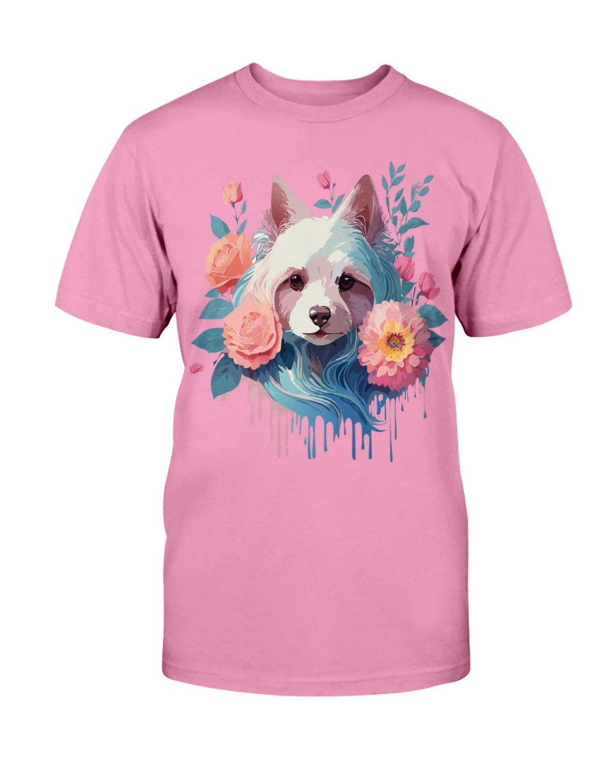 Unisex Animal Print T Shirt With Floral Dog Design And Sustainable Cotton