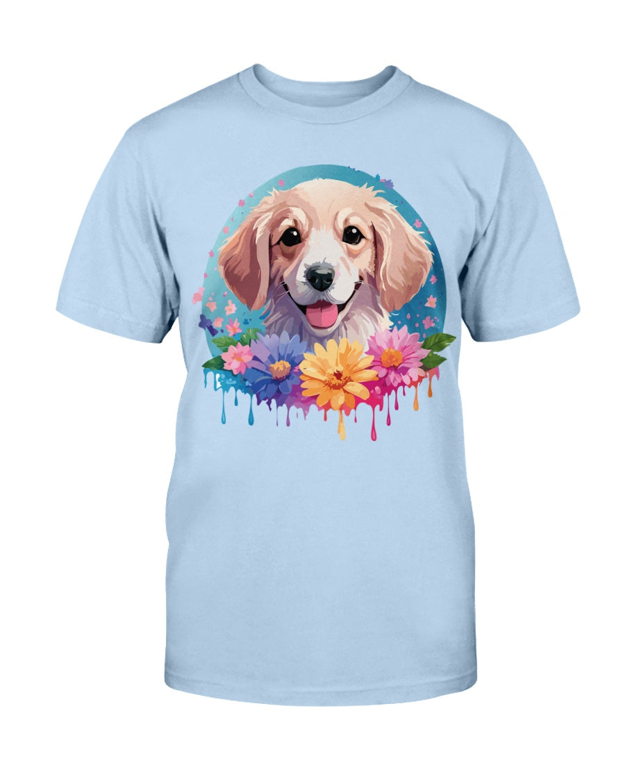 Gildan 2000 Unisex Cotton T Shirt With Floral Dog Print Design