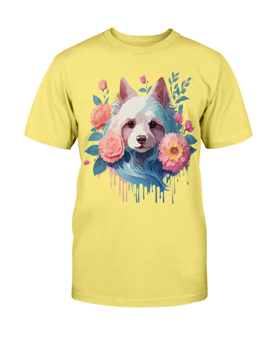 Unisex Animal Print T Shirt With Floral Dog Design And Sustainable Cotton